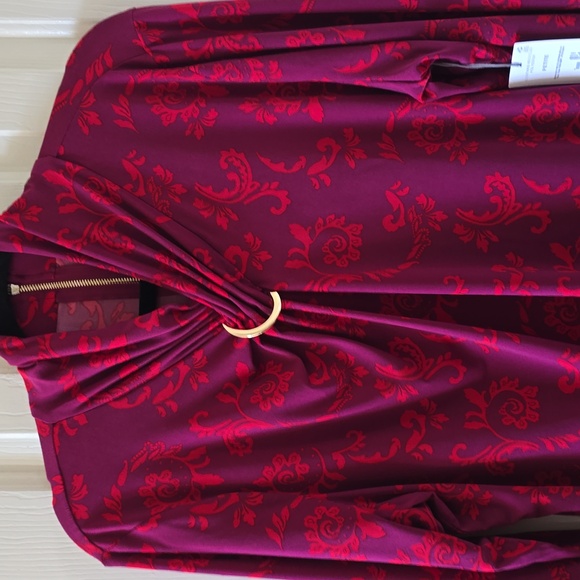 LIZ CLAIBORNE WOMEN'S PETITE LONG SLEEVES MAGENTA FANCY EMBELLISHED BLOUSE PXL - Picture 2 of 16